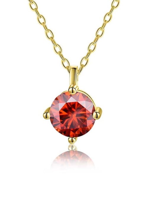 Pomegranate red Mausang diamond [gold] 925 Sterling Silver Moissanite Geometric Dainty Necklace